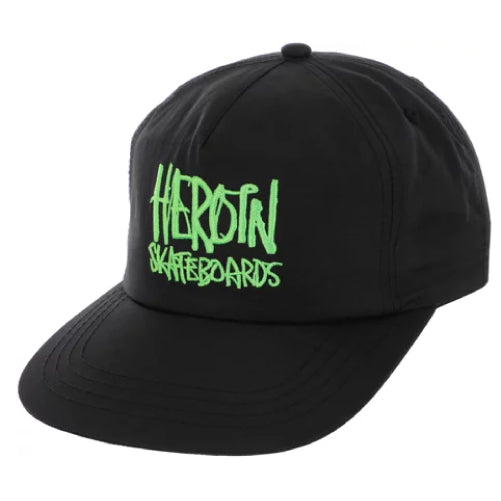 Heroin Script Snapback Hat black green