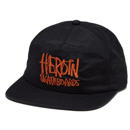 Heroin Script Snapback Hat - Black/Orange