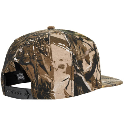 Heroin Script Snapback Hat - Camo back