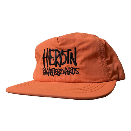 Heroin Script Snapback Hat - Safety Orange