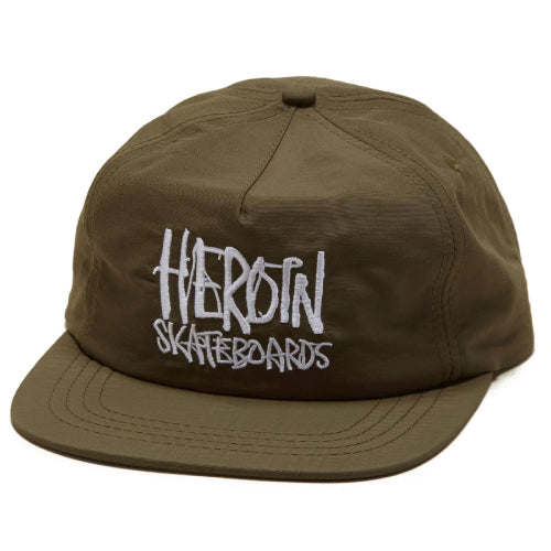 Heroin Script Snapback Hat - Olive