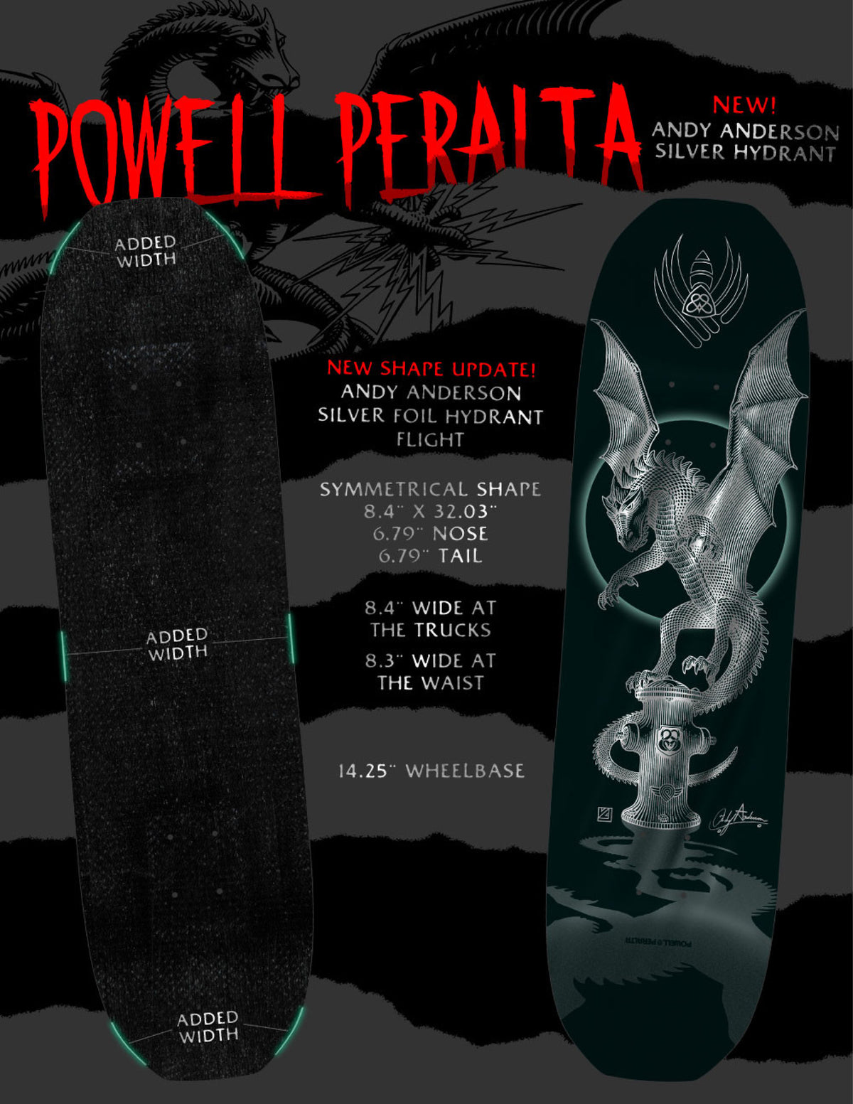 Powell Peralta Flight Anderson Hydrant 2 Skateboard Deck 8.4" specs