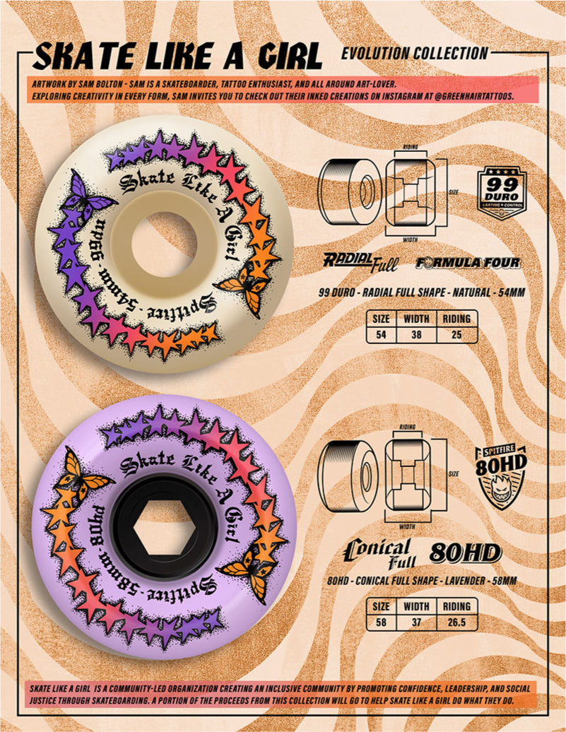 Spitfire Skate Like a Girl Conical Full Wheels Lavender 58MM 80D