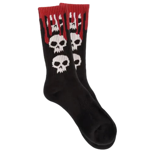 Zero 3 Skull Blood Crew Socks - Black/Glow in the Dark