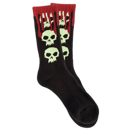 Zero 3 Skull Blood Crew Socks - Black/Glow in the Dark 2
