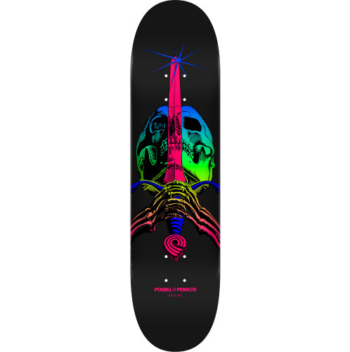 Powell Peralta Skull & Sword Skateboard Deck Green Fade 8.25" graphic