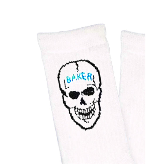 Baker 100% Skull Socks - White skull graphic