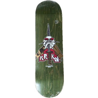 Krooked Team Skull & Sword Skateboard Deck 8.75" green veneer