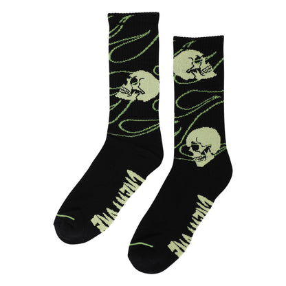 Creature Spiral Skull Socks - Black
