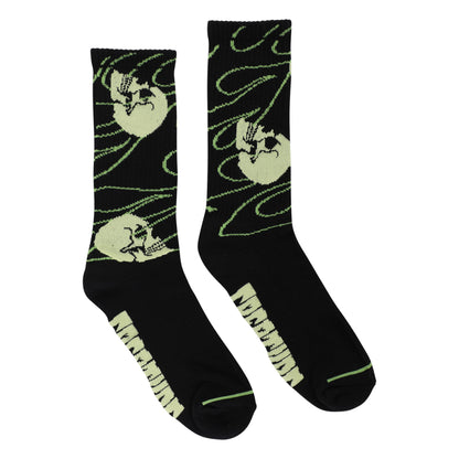 Creature Spiral Skull Socks - Black