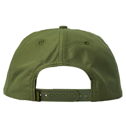 Krooked Skulls N Teeth Snapback Hat - Army Green/White back