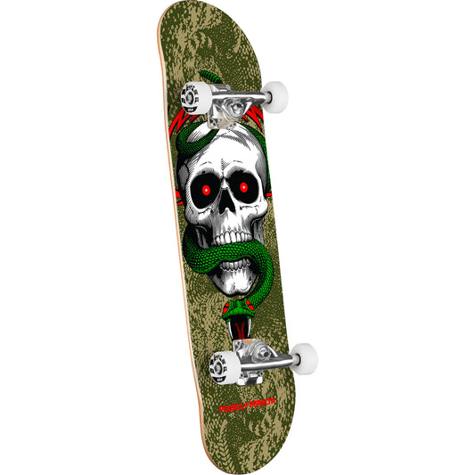 Powell Peralta Skull & Snake Complete Skateboard Olive/Gold 8.25" full