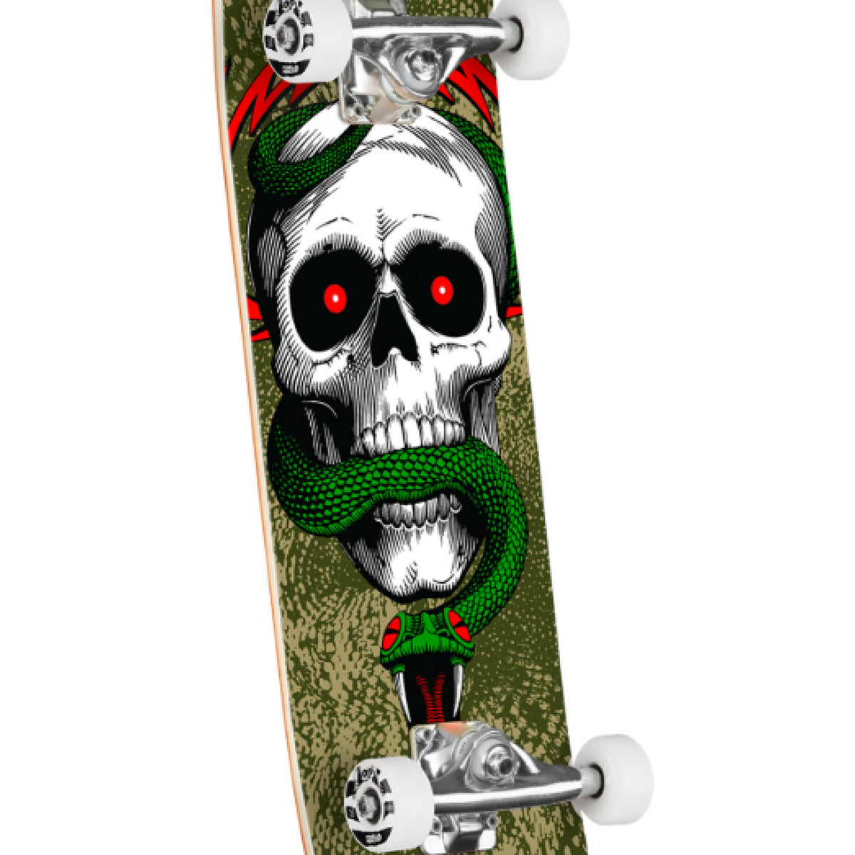 Powell Peralta Skull & Snake Complete Skateboard Olive/Gold 8.25" graphic