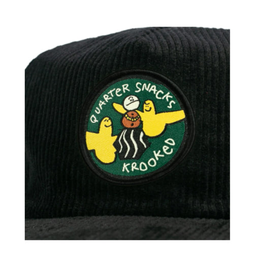 Krooked X Quarter Snacks Snack Birds Corduroy Snapback Hat - Black patch