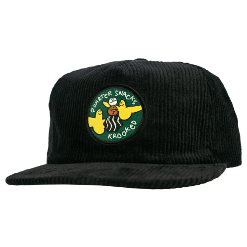 Krooked X Quarter Snacks Snack Birds Corduroy Snapback Hat - Black front