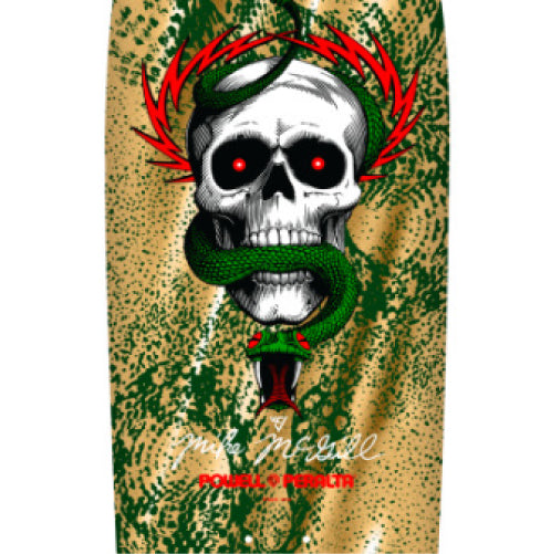 Powell Peralta McGill Skull & Snake Green/Gold Foil Skateboard Deck 10" graphic