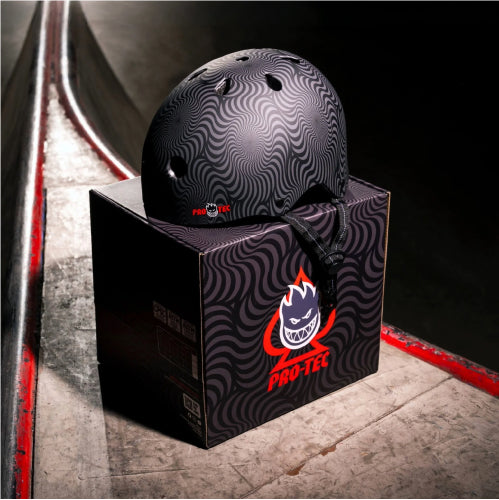 Pro-Tec X Spitfire Low Pro Certified Skate Helmet black swirl box