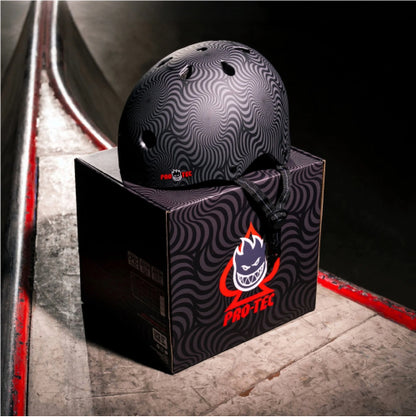Pro-Tec X Spitfire Low Pro Certified Skate Helmet black swirl box