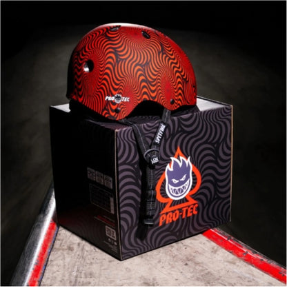 Pro-Tec X Spitfire Low Pro Certified Skate Helmet red swirl box