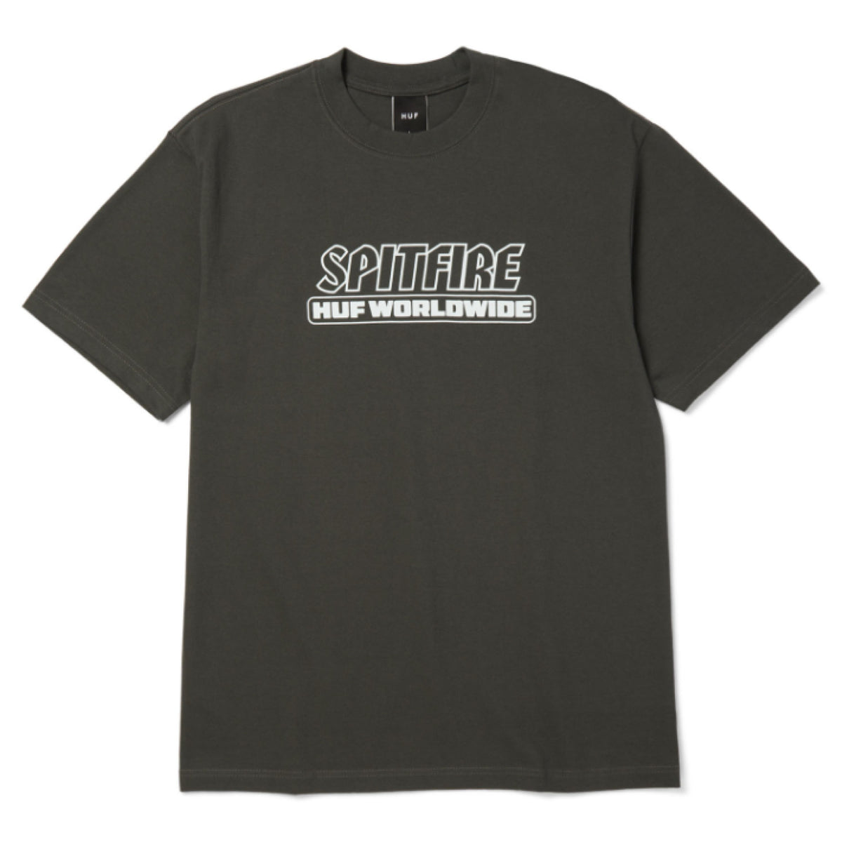 HUF X Spitfire Burn Heavyweight Tee - Washed Black front