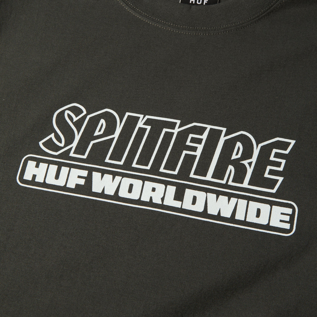 HUF X Spitfire Burn Heavyweight Tee - Washed Black front graphic