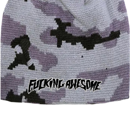 Fucking Awesome Embroidered Stamp Logo Skully Beanie blue camo close