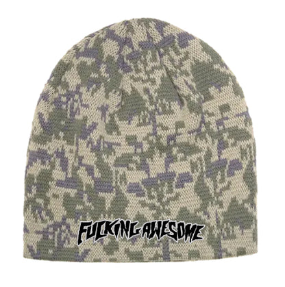Fucking Awesome Embroidered Stamp Logo Skully Beanie camo sienna