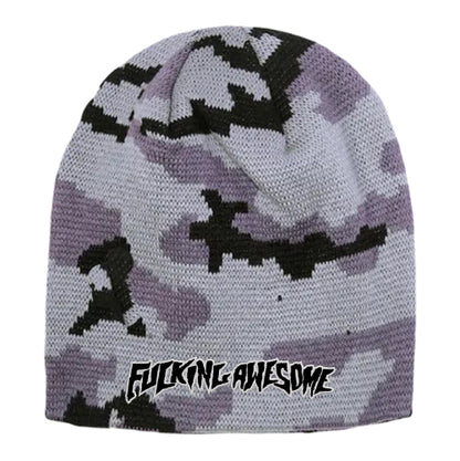 Fucking Awesome Embroidered Stamp Logo Skully Beanie blue camo