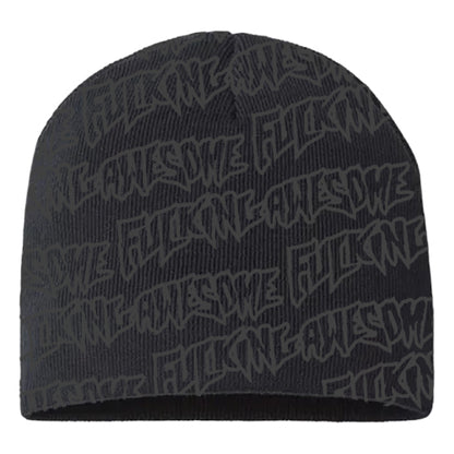 Fucking Stamp Repeat Skully Beanie Black/Grey