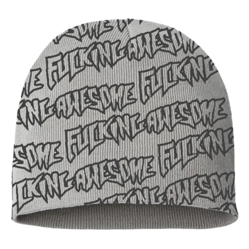 Fucking Stamp Repeat Skully Beanie Cream/Grey