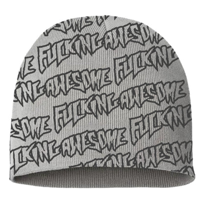 Fucking Stamp Repeat Skully Beanie Cream/Grey