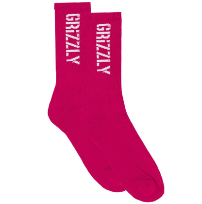 Grizzly Stamp Crew Socks - Pink