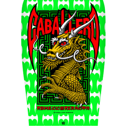 Powell Peralta Caballero Street Dragon Reissue Skateboard Deck Green/White 9.625" close