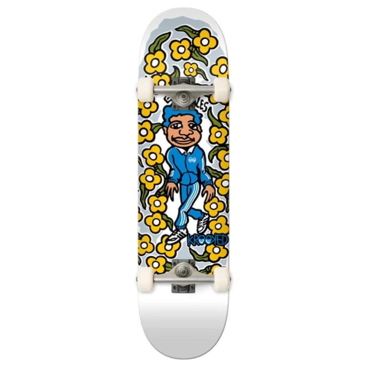 Krooked Sweatpants Complete Skateboard White 7.5"