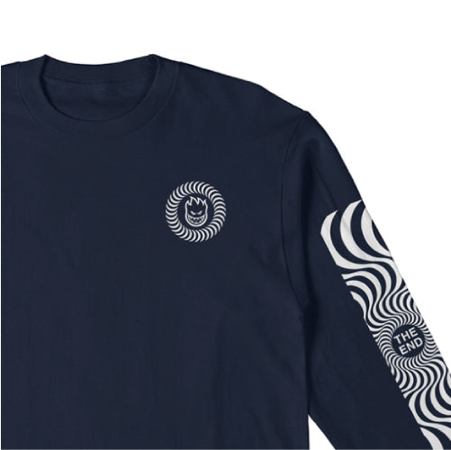 Spitfire Swirl Sleeve Long Sleeve Tee - Navy/White