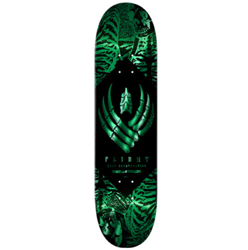 Powell Peralta Flight Skeleton Skateboard Deck Black/Teal Foil 8.13" full bottom