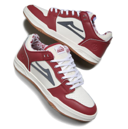 Lakai X Erased Telford Low SMU Skateboarding Shoe - Dark Red/Cream Leather