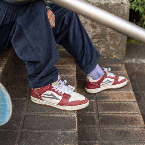 Lakai X Erased Telford Low SMU Skate Shoe - Dark Red/Cream Leather