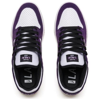 Lakai Telford Low Skateboarding Shoe - White/Grape Suede