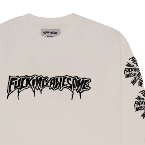 Fucking Awesome Logo Test Print Crewneck Sweatshirt cream close
