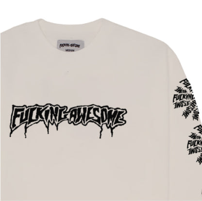 Fucking Awesome Logo Test Print Crewneck Sweatshirt cream close