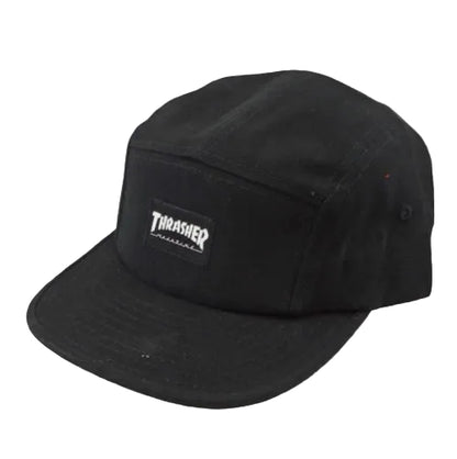 Thrasher Mag Logo 5 Panel Strapback Hat - Black profile
