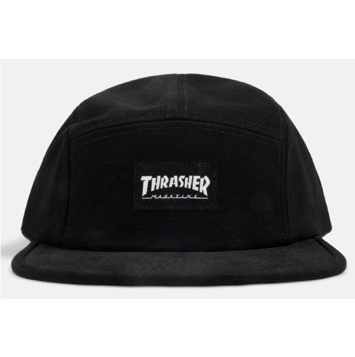 Thrasher Mag Logo 5 Panel Strapback Hat - Black front