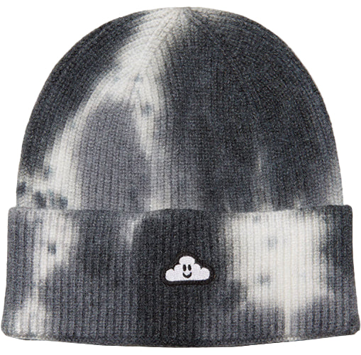 Thank You Tie Dye Cloudy Beanie - Grey/White