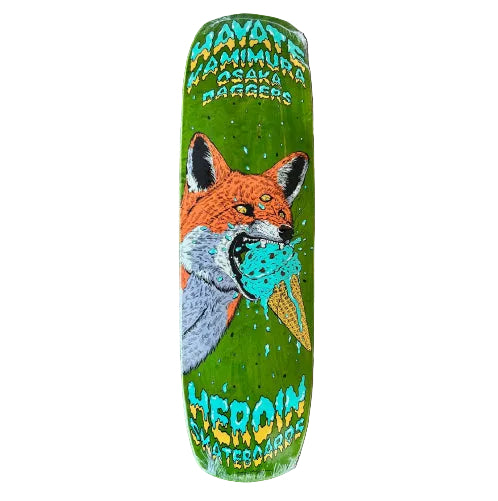 Heroin Hayate Fox Shovel Skateboard Deck 8.88" green veneer