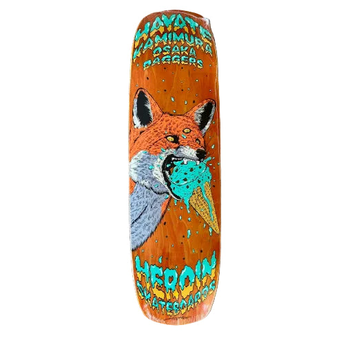 Heroin Hayate Fox Shovel Skateboard Deck 8.88" orange veneer