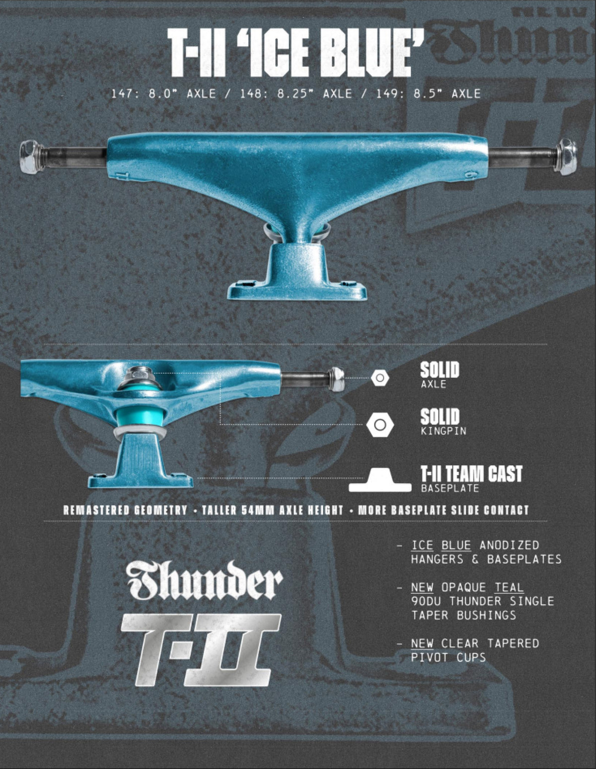 Thunder T-II Ice Blue Trucks (Set of 2) specs