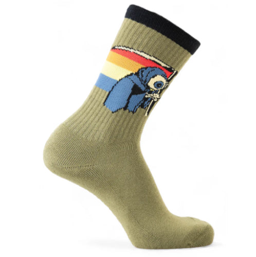 Psockadelic Time Reaper Crew Socks - Olive