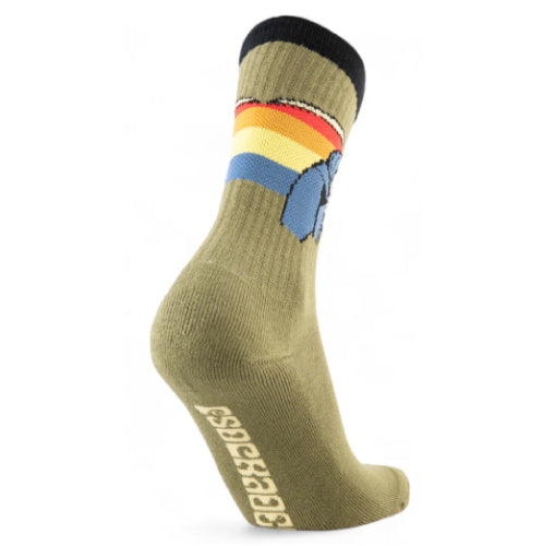 Psockadelic Time Reaper Crew Socks - Olive