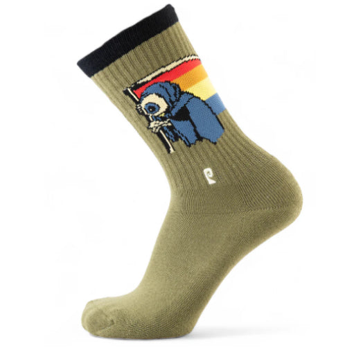 Psockadelic Time Reaper Crew Socks - Olive